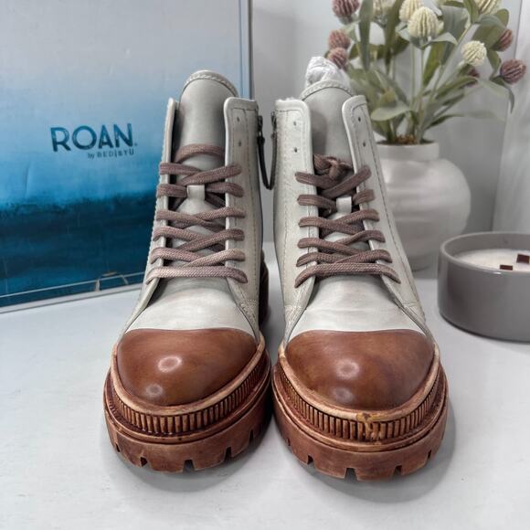 Roan Kinship Leather Lace Up Boots Almond Bone HD FR85952 Women's US 8 NWB - Picture 2 of 11